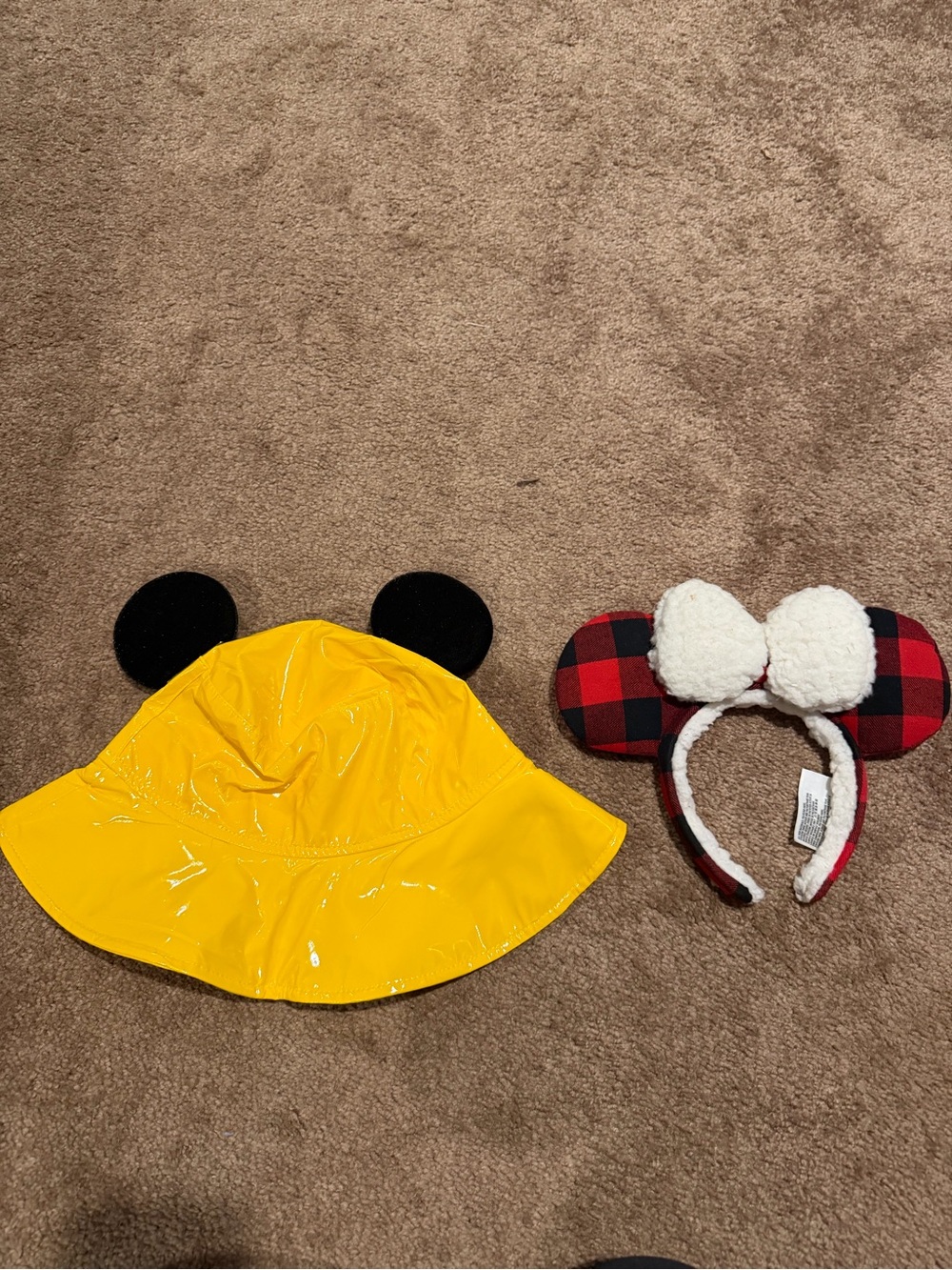 Disney Alaska: Yellow Mickey-Style Rain Hat with Ears and Donald Plaid Ears